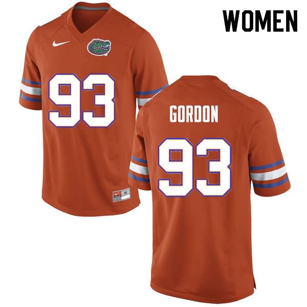 Women's NCAA Florida Gators Moses Gordon #93 Stitched Authentic Nike Orange College Football Jersey GDG3765ZV